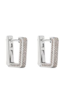 SHAY boucles d'oreilles Deco en or blanc 18ct pavées de diamants - Argent