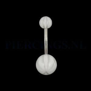 Navelpiercing acryl beachbal wit-transparant