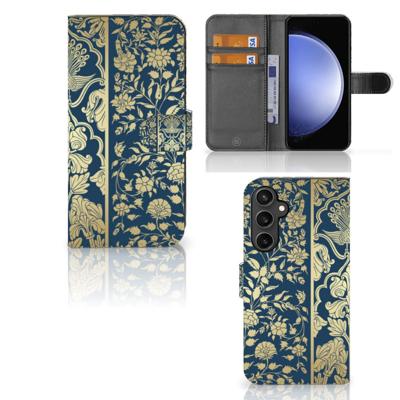 Samsung Galaxy S23 FE Hoesje Beige Flowers | Portemonnee hoesje Samsung Galaxy S23 FE Hoesje Beige Flowers | Portemonnee hoesje