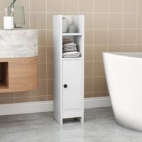 Smalle Toilettenkast met 2 Open Vakken en 2 Afneembare Planken Badkamerkast Wit