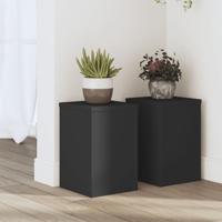 VidaXL Plantenstandaards 2 st 20x20x30 cm bewerkt hout zwart - thumbnail