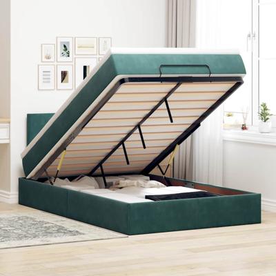 Ottoman bed met matras en LED's 120x200cm fluweel donkergroen