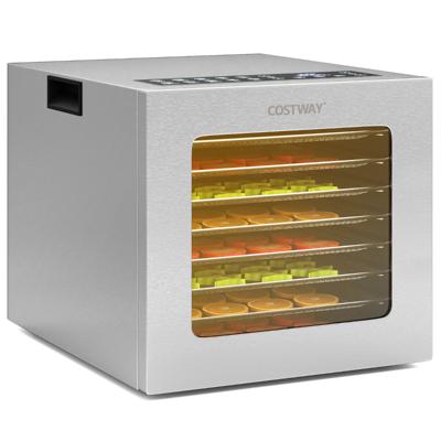 850W Dörrautomat met 8 Inlegvakken Dörrautomat met 48H Timer & 35℃-75℃ Temperatuurregelaar Zilver