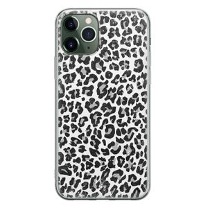 iPhone 11 Pro Max siliconen telefoonhoesje - Luipaard grijs