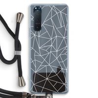 Geometrische lijnen wit: Sony Xperia 5 II Transparant Hoesje met koord