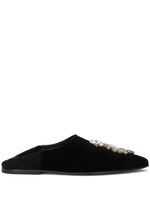 Dolce & Gabbana mocassins en velours à détail de broche - Noir