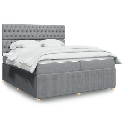 Boxspring met matras stof lichtgrijs 200x200 cm