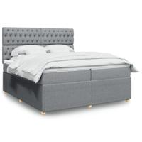 Boxspring met matras stof lichtgrijs 200x200 cm