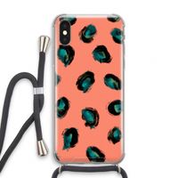 Pink Cheetah: iPhone XS Transparant Hoesje met koord