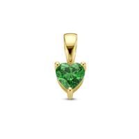 14K Geelgouden Hart Hanger met Mei Geboortesteen - 9,5mm