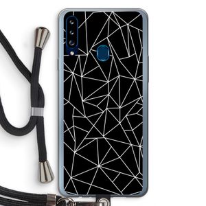 Geometrische lijnen wit: Samsung Galaxy A20s Transparant Hoesje met koord