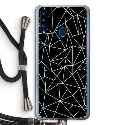 Geometrische lijnen wit: Samsung Galaxy A20s Transparant Hoesje met koord