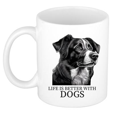 Cadeau mok voor honden liefhebbers - Border Collie - wit - pentekening - keramiek - 300 ml Cadeau mok voor honden liefhebbers - Border Collie - wit - pentekening - keramiek - 300 ml