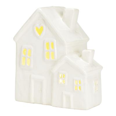 Theelichthuis van aardewerk, wit (B/H/D) 14x15x8cm