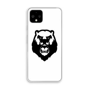 Angry Bear (white): Pixel 4 Transparant Hoesje