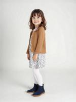 Set met vest en bloemenjurk meisje kameel