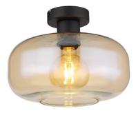 Globo Zwarte plafondlamp Giuseppe amber glas 15566DA