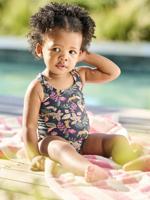 Badpak met print voor babymeisjes capsulecollectie familie inktblauw