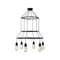 Kroonluchter Zwart modern 6x E27 ST64 (met lampen) Kroonluchter Zwart modern 6x E27 ST64 (met lampen)