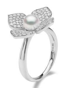 Yoko London bague Petal sertie de perles - Argent