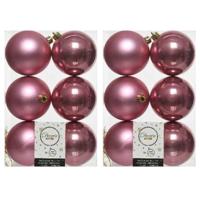 Decoris Kerstballen - 12x st - oudroze - D8 cm - kunststof - kerstversiering