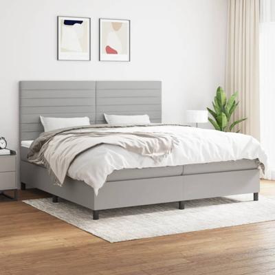 Boxspring met matras stof lichtgrijs 200x200 cm