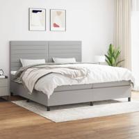 Boxspring met matras stof lichtgrijs 200x200 cm