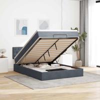 Ottoman bed met matras en LED's 140x200cm fluweel donkergrijs