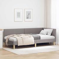 Hoekbedframe Taupe 90 x 200 cm Stof en Gemproviseerd hout