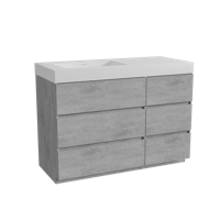 Storke Edge staand badmeubel 120 x 52 cm beton donkergrijs met Mata High asymmetrisch linkse wastafel in solid surface mat wit - thumbnail