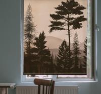 Rolgordijnen bomen print Scandinavische stijl warm gekleurd bos