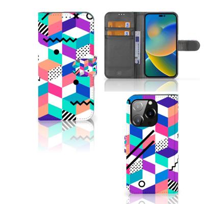 iPhone 14 Pro | Book Case | Blokken Kleurrijk