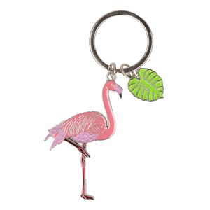 Metalen flamingo sleutelhanger 5 cm   -