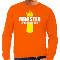 Minister of rock N roll met kroontje Koningsdag sweater / trui oranje voor heren