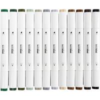 Creativ Company Tekenstift, lijndikte 1+8 mm, natuurlijke kleuren, 12 stuk/ 1 doos