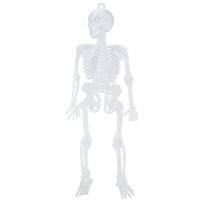 Halloween/horror thema hang decoraties - 6x stuks - skeletten - glow in the dark - 16 cm   -