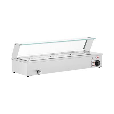 Bain Marie - 2,000 W - 3 GN 1/2 - Aftapkraan - Glasbeschermer