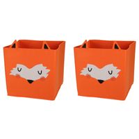 2x stuks opbergmand vilt kinderkamer - dieren thema vos - 32 x 32 x 32 cm