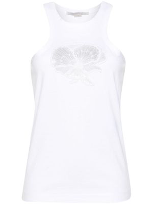 Stella McCartney débardeur en coton à fleurs brodées - Blanc