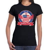 Zwart USA drinking team t-shirt dames - thumbnail