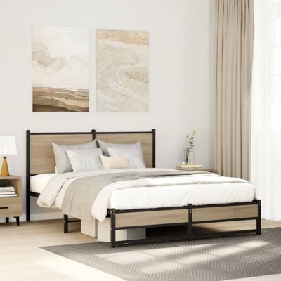 Bedframe zonder matras metaal sonoma eikenkleurig 140x200 cm