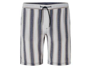 LIVERGY Korte mousseline heren broek (marine/wit/beige, M)
