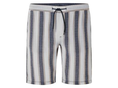 LIVERGY Korte mousseline heren broek (marine/wit/beige, M)