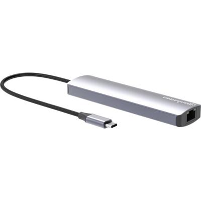 Manhattan USB-C PD 6-in-1 4K Dockingstation Hub USB-C-Stecker auf HDMI-Port 3xUSB RJ45 Laptopdockingstation Incl. laadfunctie, USB-C Power Delivery