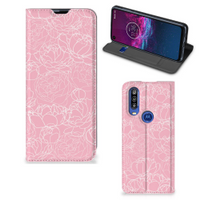 Motorola One Action Smart Cover White Flowers - thumbnail
