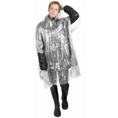 Wegwerp regenponcho transparant - 3x - volwassenen en grote kinderen maat - van gerecycled plastic