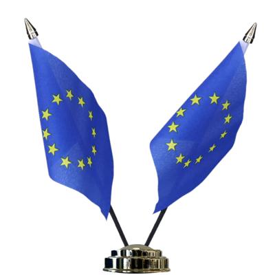 Europa tafelvlaggetjes set - dubbele vlaggetjes op 1 standaard - 10 x 15 cm mini vlaggen