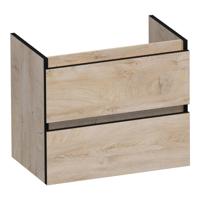 Brauer Joy Edge - Onderkast Ondiep - 60 cm - met 2 Softclose Lades Greeploos en 1 Sifon Uitsparing - Forest Wheat