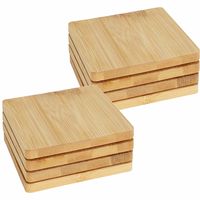 Onderzetters voor glazen - 8x - beige - vierkant - hout - 10 x 10 cm