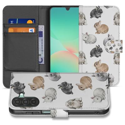 Telefoonhoesje | Met pasjeshouder | Voor Samsung Galaxy A17 PU Leer Konijntjes